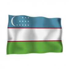 Rayas blancas y verdes azules con la afilada blanca en rojo en la franja superior y una. Bandera De Uzbekistan De Tejido Nautico