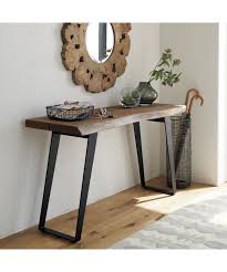 Yukon Natural Console Table Reviews Crate And Barrel In 2020 Gray Console Table Mirror Wall Living Room Live Edge Console Table