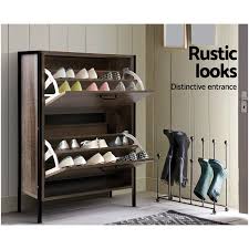 This unique product features 2 open shelves capable of holding up to eight pairs of shoes. Artiss Shoe Cabinet Shoes Storage Rack Wooden Organiser Storage Vintage 12 Pairs Buy Shoe Racks Cabinets 9350062144947