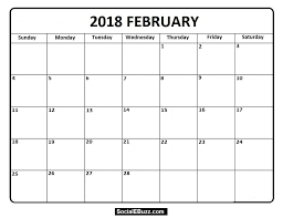 2018 February Calendar Printable Http Socialebuzz Com February 2018 Calendar Prin Monthly Calendar Printable Calendar 2019 Printable Printable Calendar July