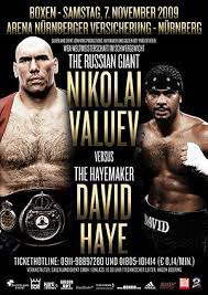 It might be stating the bleeding obvious, but 10 years later the most striking thing about david haye's world heavyweight title fight with nikolai valuev remains their absurd difference in size. Nikolay Valuev Vs David Haye Boxrec