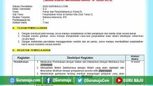 Rpp Kelas 5 Tema 6 K13 Revisi 2020 Format 1 Lembar Guru Maju