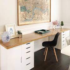 van ikea kastjes een groot bureau maken de platen verkopen ze ook bij de ikea tevens in betonlook home office decor home office design home office space
