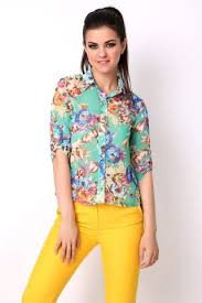Yesil Desenli Sifon Gomlek Tozlugiyim Com Tr Moda Gomlek Yesil