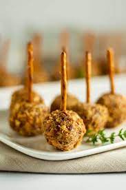 Mini Cheese Balls On A Stick Recipe Cheese Ball Finger Foods Food