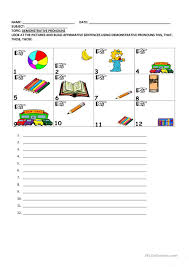 Demonstrative Pronouns This That These Those Demonstrative Pronouns Kindergarten Worksheets Classroom Language