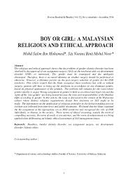 A) referential approach to meaning; Pdf Boy Or Girl A Malaysian Religious And Ethical Approach Siti Noor Academia Edu