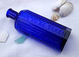 Antique Flat Backed Cobalt Blue Not To Be Taken Poison Bottle Victorian Bottle Ribbed 6 Sided Irregular Hexagon Pharmacy Chemist Bottle Irregular Hexagon Old Bottles Antiques