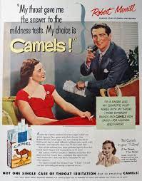 Before studies showed that cigarettes caused what cigarette do doctors says causes less throat irritation? 1951 Camel Cigarettes Ad Robert Merrill Vintage Cigarette Tobacco Ads