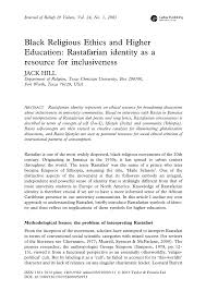 Pdf Black Religious Ethics And Higher Education Rastafarian Identity As A Resource For Inclusiveness