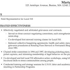 a resume with bullet points formatting