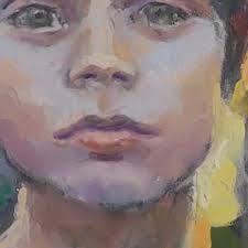 Finished study. I did the value study, applied the spots of color,  redefined the drawing, did a tiny bit of softening of the edges, then  painted the background with multiple paint applications: