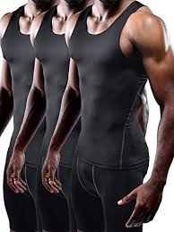 Neleus Mens 3 Pack Athletic Workout Compression Tank Top