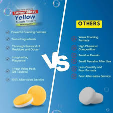 Buy LemonBlast Yellow Bubble Tablets for Deep Cleaning | Multi-Use Foaming Tablets for Kitchen Sink, Drain, Pipes & Disposal | Helps Remove Residue & Refreshes with Active Foam | 24 Pack Online