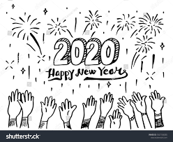 Happy New Year 2020 Doodle Hands Of People Who Are Celebrating The New Year Applause Thumbs Up And Fire Work In 2020 New Year Doodle Happy New Year 2020 Happy New