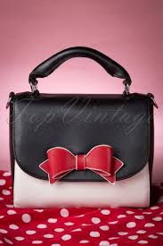 Black And White Striped Purse With Red Bow Lola Ramona 50s Delux Red Bow Bag In Black And White Bags Bow Bag Handbags Casual