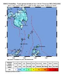 Gempa bumi dengan magnitudo 7,1 mengguncang kawasan melonguane, sulawesi utara, kamis (21/1./2021). 9cd8hzocb5q1vm