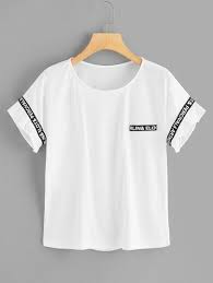 Contrast Letter Taped Tee Tees Tape Tee T Shirt Diy