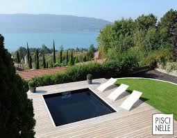 Une Petite Piscine De Luxe Dominant Le Lac D Annecy Effet Assure Grace Au Liner Noir Piscine Petite Piscine Piscine Liner Noir