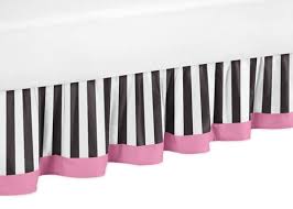 Black And White Striped Bed Skirt Queen Paris Pink Black And White Bed Skirt For Toddler Bedding Sets With Images Striped Bedding Bedskirt