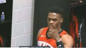 Find the newest russell westbrook meme. Rockets Vs Mavericks Russell Westbrook S Bizarre Locker Room Expression Has Fans Calling Him Meme Material Meaww