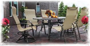 Homecrest S Palisade Sling High Back Swivel Rockers And Dining Chairs While Our Palisade Coll Modern Patio Furniture Patio Furniture Collection Outdoor Living