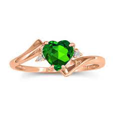 Minimalist solid 14k gold ring emerald. Diamond Heart Shaped Green Emerald Birthstone Rose Gold Ring Gemologica A Fine Online Jewelry Store