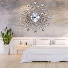 When creating a gallery wall in your dining room consider displaying things high enough to be seen over seated guests. Faginey Sparkling Bling Metallic Silver Flower Shaped Wall Clock For Living Room Office Decorative Clock Wall Clock With Bling Diamond 33 33 5 5cm Walmart Com Walmart Com
