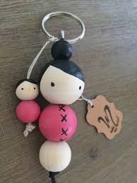 Keychain Porte Cles Rose De Maman Fille Etsy Porte Cle Etsy Perles Bois