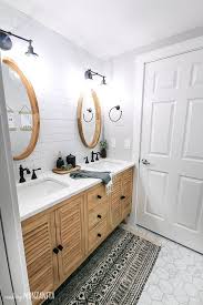 Modern Farmhouse Bathroom Reveal With Boho Vibes Modern Farmhouse Bathroom Industrial Bathroom Decor Farmhouse Bathroom Light