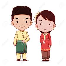 There is a great variety of beautiful costumes which differ in style and design from state to state. Couple Of Cartoon Characters In Malaysian Traditional Costume Royalty Free Cliparts Vectors And Stock Illustration Image 133378840