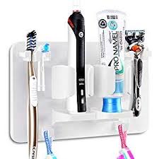 Mspan Toothbrush Razor Holder For Shower Wall Mounted Adhesive Hanging Electric Toothbrush Organizer Stand For Bathroom Kitchen Hacks In 2020 Toothbrush Holder Wall Diy Bath Salts Easy Toothbrush Organization