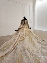 Yellow wedding flowers for a sunshine filled vintage manor wedding. Vintage Sparkly Gold Haute Couture Arabic Wedding Dresses With Long Sl Viniodress