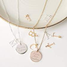 Personalized Alphabet Neckalce Hand Engraved Disc And Letter Etsy Alphabet Necklace Jewelry Gifts Birthday Necklaces