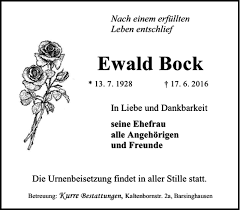 Traueranzeigen von Ewald Bock