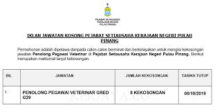 Näytä lisää sivusta pejabat setiausaha kerajaan negeri perak facebookissa. Jawatan Kosong Terkini Pejabat Setiausaha Kerajaan Negeri Pulau Pinang Penolong Pegawai Veterinar Kerja Kosong Kerajaan Swasta