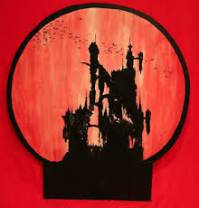 In the background is the clock tower, a recurring area in the castlevania games. Castlevania Dracula S Castle Lawn Yard Art Sign Excellent For Halloween Ebay
