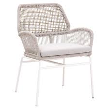Korina Coastal Beach Woven Grey Rope White Outdoor Dining Side Chair Set Of 2 Side Chairs Dining Side Chairs Dining Chairs