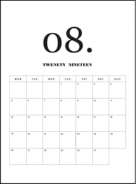 Modern Minimal August 2019 Calendar Calendar Printables Monthly Calendar Template Calendar Template