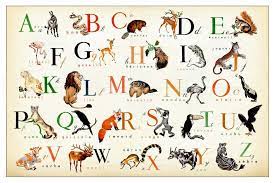 B is for baleine, or whale. French Alphabet Horizontal Wonderful Animal Alphabet Print 17 X 11 French Alphabet Animal Alphabet Alphabet Print