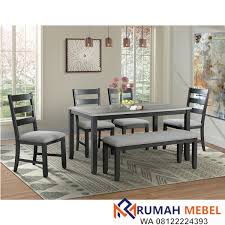 Mama bisa mencarinya di marketplace jika ingin membelinya. Meja Makan Kayu Jati Mavis 6 Kursi 1 Bangku Rumah Mebel