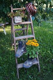 Vintage Aufbewahrung Industrie Look Shabby Alte Holz Leiter Garten Blum Ein Alte Aufbewahrung Blum Ein Old Wood Ladder Wood Ladder Vintage Storage