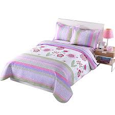 Whether your looking for traditional patchwork quilts or fun quilted bedding for your kids room our zebra print quilt is the most popular pattern. Marcielo 3 Piece Kids Bedspread Quilts Set Throw Blanket For Teens Girls Bed Printed Bedding Coverlet Full Size Purple Buy Online In Antigua And Barbuda At Antigua Desertcart Com Productid 45563985