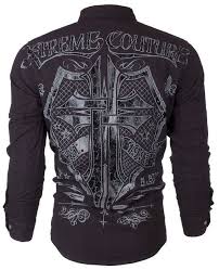 Xtreme Couture Affliction Mens Button Down Shirt Cross Shield Roar Ufc M Xxl 78 Jackets Men Fashion Leather Jacket Men Style Affliction Clothing
