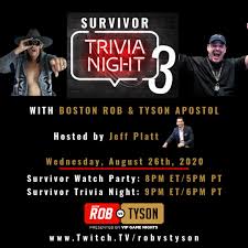 Po box 130457, boston, ma 02113. Survivor Trivia Night 3 On Boston Rob Vs Tyson Tonight Survivor