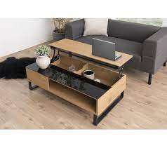 Table de salon chez but. Table Basse Plateau Relevable Azalea Noir Et Imitation Chene Table Basse But