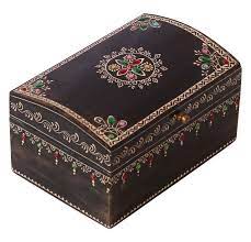 Bulk Wholesale Handmade 6 5 Wooden Rectangular Jewelry Box In Black Color Decorated With Colorful Old Wooden Jewelry Boxes Rectangular Jewelry Wooden Jewelry