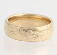 Men 39 S Etched Wedding Band 14k Yellow Gold Wheat Leaf Design Polished Size 9 75 F6611 Mens Gold Wedding Band Simple Ring Band Mens Wedding Bands