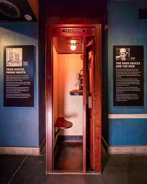 The Mob Museum on X: "This phonebooth stood in the Four Deuces saloon,  which served as headquarters for the Chicago crime syndicate run by Johnny  Torrio and his protégé, Al Capone. The
