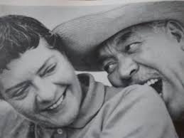 My hero Ward Bond in 1959 with his last wife at leisure here off set of  Wagon Train. sadly she died later in a tragic fire. .Tomk historian future  author of Wagons